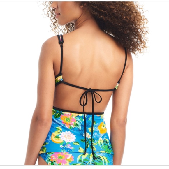 NWT Bar Iii Women's Printed Plunge-Neck Tankini Top, Multi - Picture 3 of 3